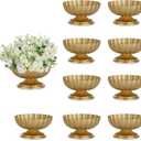 NUPTIO Small Gold Vases for Centerpieces: Brass Compote Vases for Flowers - Metal Pedestal Bowl Decor for Wedding Table Home Set of 10