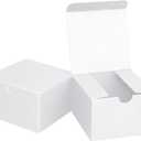 Fairlegend Small White Gift Boxes,White Kraft Paper Boxes for Gifts, Party Favors, Showers, Crafts, Candy Boxes, 50 Pack Pure White 3 x 3 x 2 inches