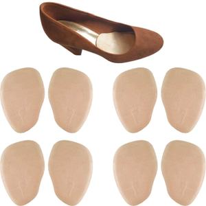 Chiroplax High Heel Cushion Inserts Pads (4 Pairs) Suede Ball of Foot Forefoot Metatarsal Anti Slip Shoe Insoles for Women (Beige)