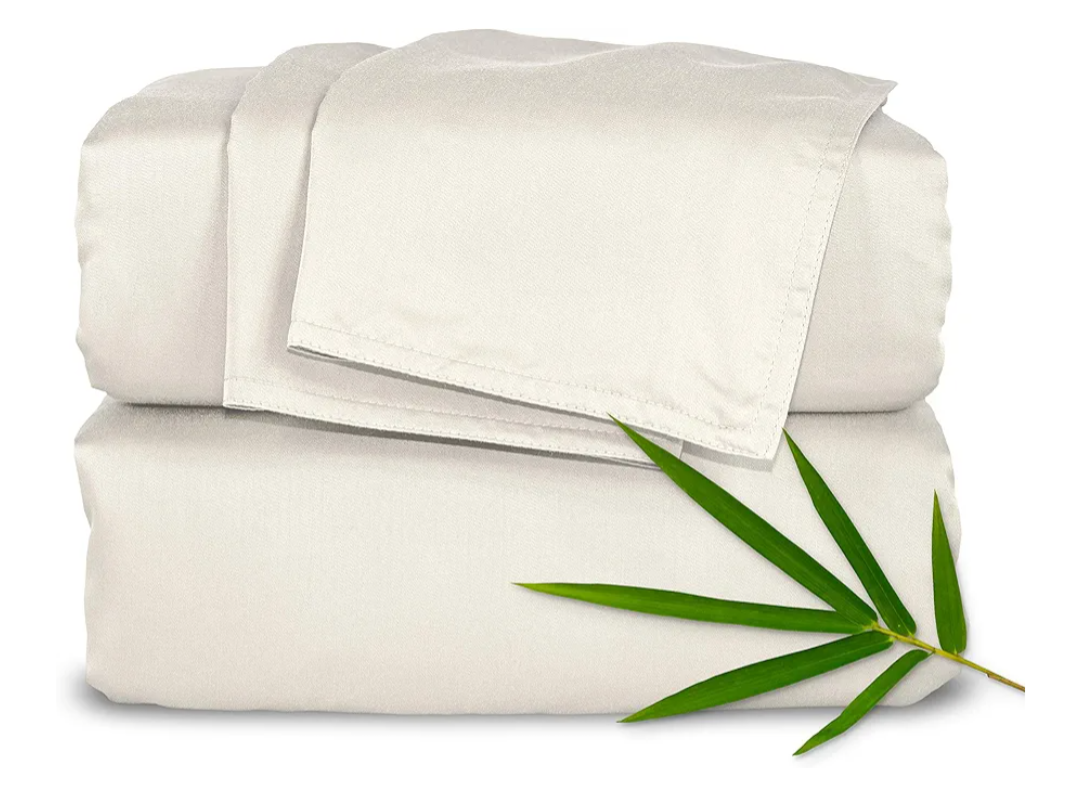 Pure Bamboo King Sheets, Genuine 100% Organic Viscose Derived from Bamboo Bed Sheet Set, Luxuriously Soft & Cooling, Double Stitching, 2 Year Quality Promise (S King, Ivory)