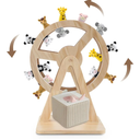 Pinkunn Ferris Wheel Shelf Compatible with Tonies 360° Magnetic Floating Shelves Wooden Magnetic Shelf Compatible with Tonie Box and Figures Storage Hold 50-70 Character for Room Decor(Wooden