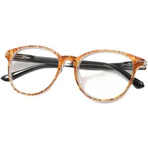 Trendy Blue Light Blocking Reading Glasses for Women, Computer Eyeglasses Spring Hinge HD Presbyopia Eyewear (Color : Orange, Size : +1.00)