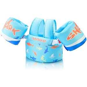 Nemone Toddler Swim Vest for 22-70 lbs Kids Floaties Swim Jacket with Arm Water Wings for Girls Boys 1 2 3 4 5 6 7 Years Old Beach Pool 20 30 40 50 60 66 Pounds Puddle Jumper