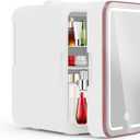 YLFU Mini Fridge for Bedroom, 6L Skincare Fridge with LED Mirror for Dorm & Office, Portable Cooler & Warmer Small Compact Refrigerator for Skincare, Makeup and Cosmetics