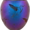 VEWOGARDEN Solar Lanterns Outdoor Waterproof Hummingbird Hollowed-Out Metal Lantern Solar Lights with Flickering Flame for Patio Porch Table, Purple