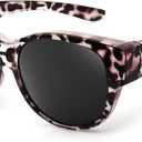 Polarized Sunglasses Fit Over Glasses Over Glasses Trendy Round Cat Eye and HD Wrap-around Sunglasses (Rd01-grey Leopard)