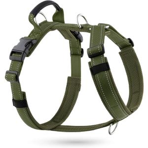 No Pull Dog Harness with Handle, Soft Mesh Padded Adjustable for Small Medium Large Dogs | Reflective Easy Walk Harness with Front Clip for Training, Running & Outdoor (Ranger Green, M)