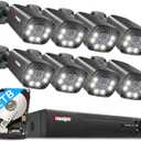5MP Wired Security Camera System, 8pcs 5MP PoE Security Cameras Outdoor Indoor, Person/Face AI Detection, Two-Way Talk, Spotlights Color Night Vision, 8 Channel Home Surveillance NVR with 2TB HDD