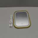 Rechargeable Vanity Mirror with Lights, Lighted Makeup Mirror with Lights,Smart Touch Control Dimmable 3 Modes Light (8"L x 6"W, Gold)