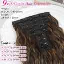 REECHO 9PCS Clip in Hair Extensions, 24" Thick Long Mini Mermaid Wave Luxurious Lightweight Japanese Technology HYOUITSU Fiber Invisible Soft Lace Weft - HE009 Dark Brown with Highlights