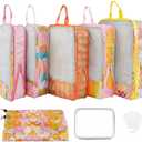 Xmzsdz 6 Pcs Compression Packing Cubes for Travel Luggage, Lightweight Suitcase Organizer Bags Set, Compression Packaging Cube for Travel Essentials, Packing Cubes for Carry on Suitcase