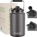 1 Gallon Water Jug, 2-in-1 Flip Straw and Spout Lid, Vacuum Insulated Stainless Steel 128 oz Water Bottle for Cold & Hot Drinks, Leak Proof Sweat-free, Great for Yoga, Fishing, Hiking