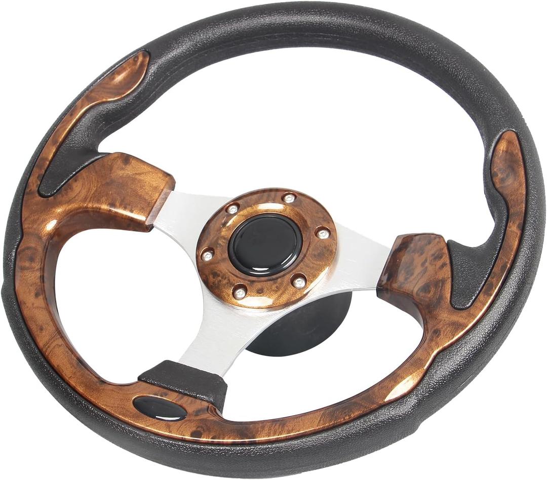 12.5" Wood Grain Boat Steering Wheel Anti-Slip 3/4 Inch Axle Marine Steering Wheel Adapter for Seastar and Verad, etc. for Marine Boats, Vessels, Yacht, Pontoon Boat
