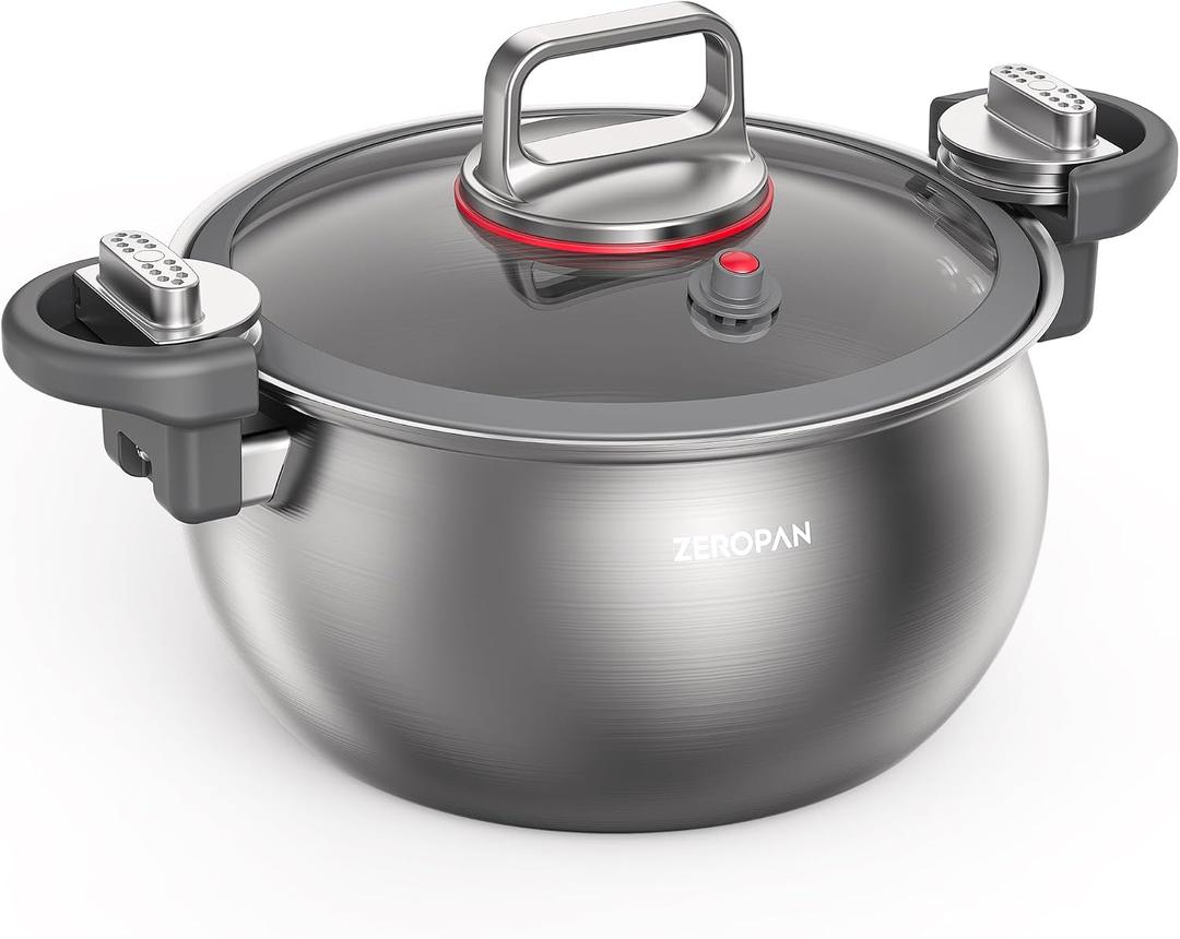 Micro Pressure Cooker,Stainless Steel Stock Pot,7-Quart Non-Stick Pan with No Coating, Soup Pot with Tight-Fitting Lid for Faster Cooking,Twist-Lock Handle,Compatible with Induction and Gas Stoves