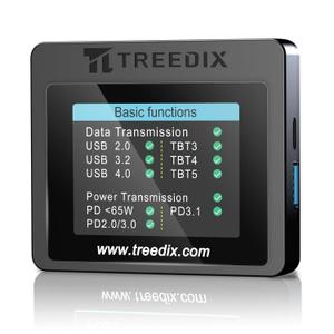 Treedix USB Cable Tester with 2.4" Color Screen for eMarker Reading, PD 3.0/3.1 Detection, Resistor and Continuity Check, Compatible with Lightning, Type-C, Micro-B 2.0/3.0, and Mini-B Cables