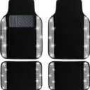NBTEPEM Bling Car Floor Mats Full Set, Universal Fit Most Cars, SUV, Trucks, 4 pcs Sparkle Glitter Diamond Carpet for Women Girls with Anti-Slip Pad (Silver Diamond)