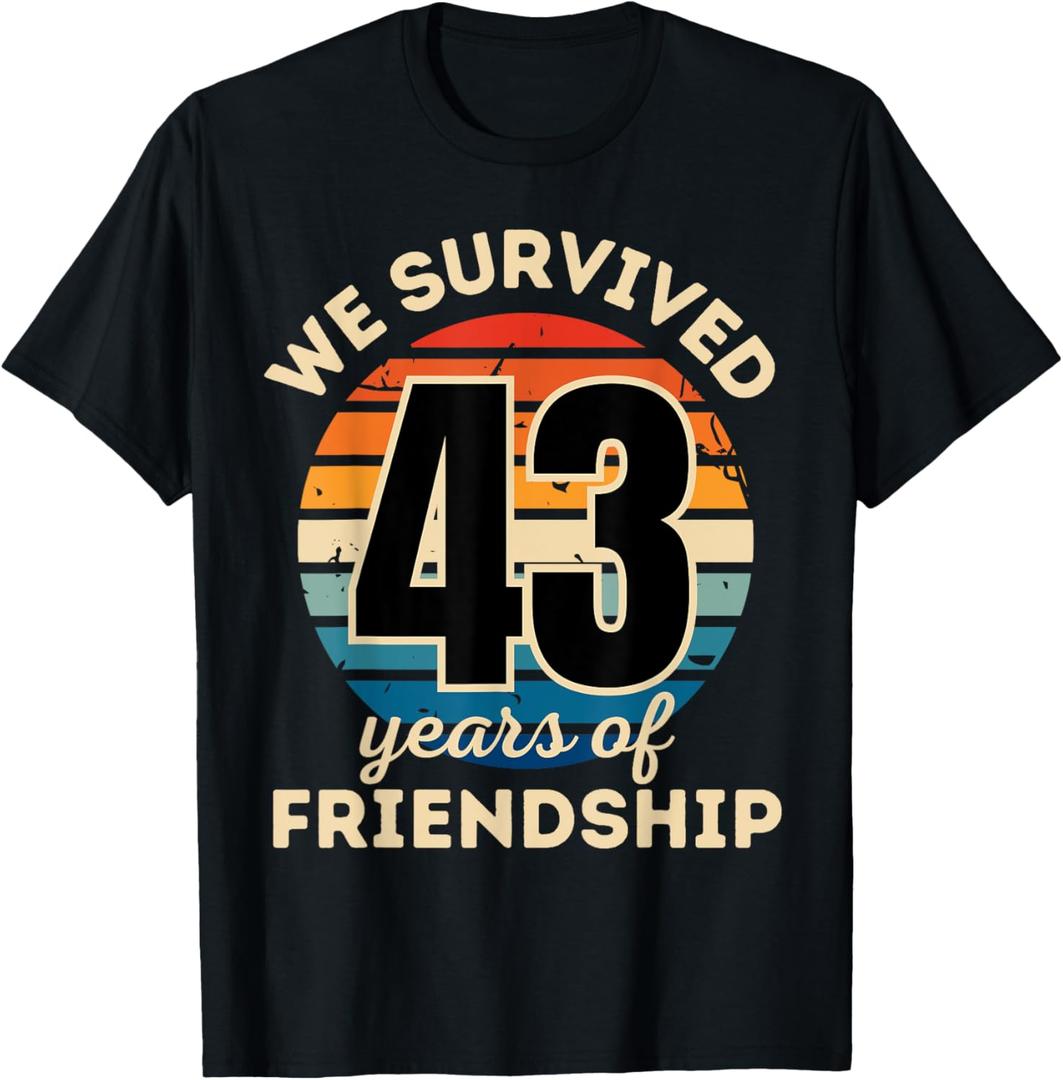 Celebrating 43 YEARS OF FRIENDSHIP Funny Group Matching T-Shirt (XL, Black)