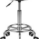Rolling Stool, Stainless Steel Workbench, Adjustable Swivel Stool Medical 5 Wheels, 304 Stainless Steel Structure Laboratory Round Pad, Load Capacity 445 lbs (Silver) (Plata)