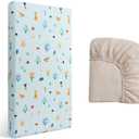Crib Mattress & Toddler Mattress, 2-Stage Dual Firmness with High Density Foam and Memory Foam with Ultra-Soft Jacquard Cover, Muslin Beige Sheets for Replacement