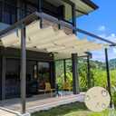 TANG 3' x 16' Waterproof Pergola Shade Cover Retractable Sun Shades Outdoor Patio Pergolas Canopy Replacement Pergola Kit, Wave Shade Sail with Hardware Wire Cable, Beige