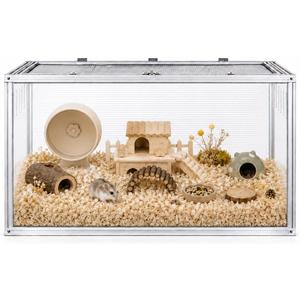 Large Hamster Cage 32x16x16 in, Acrylic Hamster Enclosure with Metal Frame