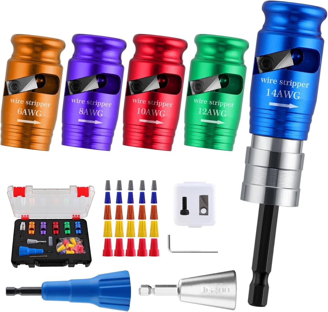 Wire Twister Tool for Drill for 6/8/10/12/14 AWG, 10 in 1 Quickly Drill Wire Stripping and Twisting Tool Kit