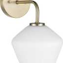 GLOBE Electric 51614 Raja 1-Light Wall Sconce, Matte Brass, Opal Glass Shade, Bulb Included, 800 Lumen