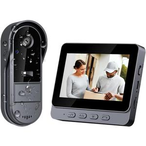 TKMARS Doorbell Camera Wireless No Subscription 1080P, Waterproof Door Bell Camera with Monitor Screen Free Storage NO WiFi and APP Needed, Video Intercom Two-Way Audio, 170 View Angle,Night Vision