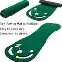 KOFULL Putting Green Mats Set - Indoor/Outdoor Golf Putting Practice or Golf Game with 78" x 24" Putting Mat, Adjustable Putter, 3 Balls, Training Aid Cup & Flags