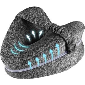 Knee Pillow for Side Sleepers, Leg Pillow for Sleeping, Knee Pillow with Strap, Alignment Pillow Between Legs, Suitable for Relieving Leg, Back & Knee Pain, Machine Washable (Grey)