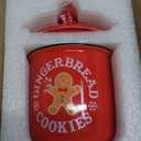 Nefelibata Christmas Decorations Ceramic Canister Gingerbread Cookies Tiered Tray Decor Xmas Mini Candy Jar Bowl with Buffalo Plaid Bowknot Wooden Beads Home Table Centerpiece Supplies Gift Idea