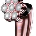 Electric Razors for Women Legs: 5-in-1 Rechargeable Body Shaver, 7D Wet & Dry Bikini Trimmer, IPX7 Waterproof Lady Hair Remover for Face Underarms Pubic, Rose Pink