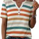 XIEERDUO Womens Summer Tops Short Sleeve Henley Shirts Casual V Neck T Shirts Business Work Blouses Dressy 2026 (XXL)