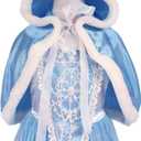 MYZLS Cinderella Princess Dress Girls Fancy Party Costume Christmas Cosplay Dress Up Outfit for 3-8 Years (Blue)
