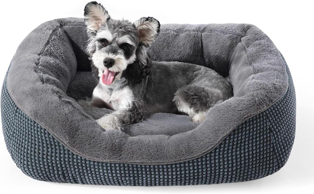 INVENHO Small Dog Bed for Small Dogs, Cat Beds for Indoor Cats Washable, Orthopedic Dog Bed, Warming Soft Calming Sleeping Puppy Bed Durable Pet Bed with Anti-Slip Bottom S(20"x19"x6") (Dark Grey)