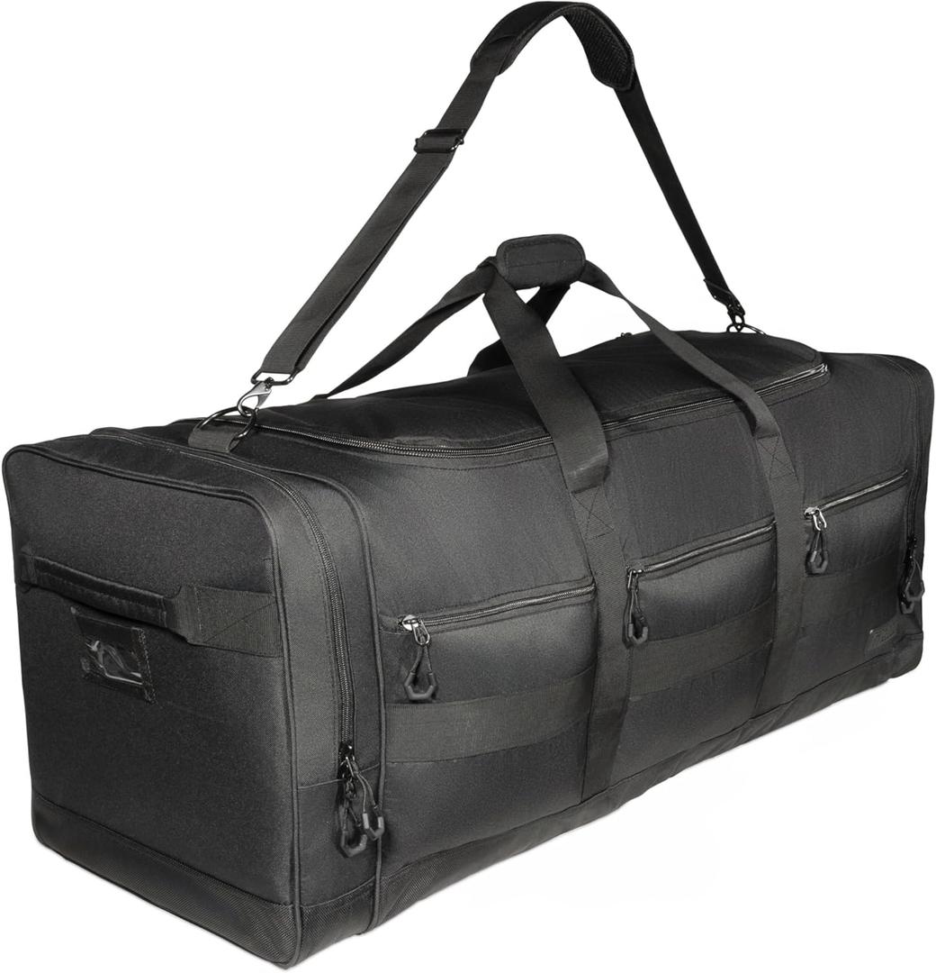 Fitdom 140L 38" Heavy Duty Extra Large Sports Equipment Duffle Bag with Upgrade Zipper, Durable & Water Resistant. Perfect for Travel Storage Football Hockey Baseball Basketball Team Coaches & More (Black)