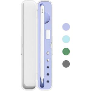 Storage Box with Lid for Apple Pencil 2nd Gen and 1st Generation - Pen Protective Carrying Case for iPad Pencil - Holder Accessories - Shock-Absorption (Purple)