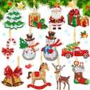 Ferraycle 12 Pcs Diamond Art Christmas Ornaments Christmas Diamond Painting Ornaments 5d DIY Painting Keychain Kits Xmas Hanging Paint Kits for Adults Crafts Family Decor