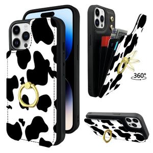 TopPerfekt Compatible with iPhone 14 Pro Wallet Case with Card Holder, 360Rotation Finger Ring Holder Kickstand Protective RFID Blocking PU Leather Pattern Double Buttons Flip 6.1" Floral