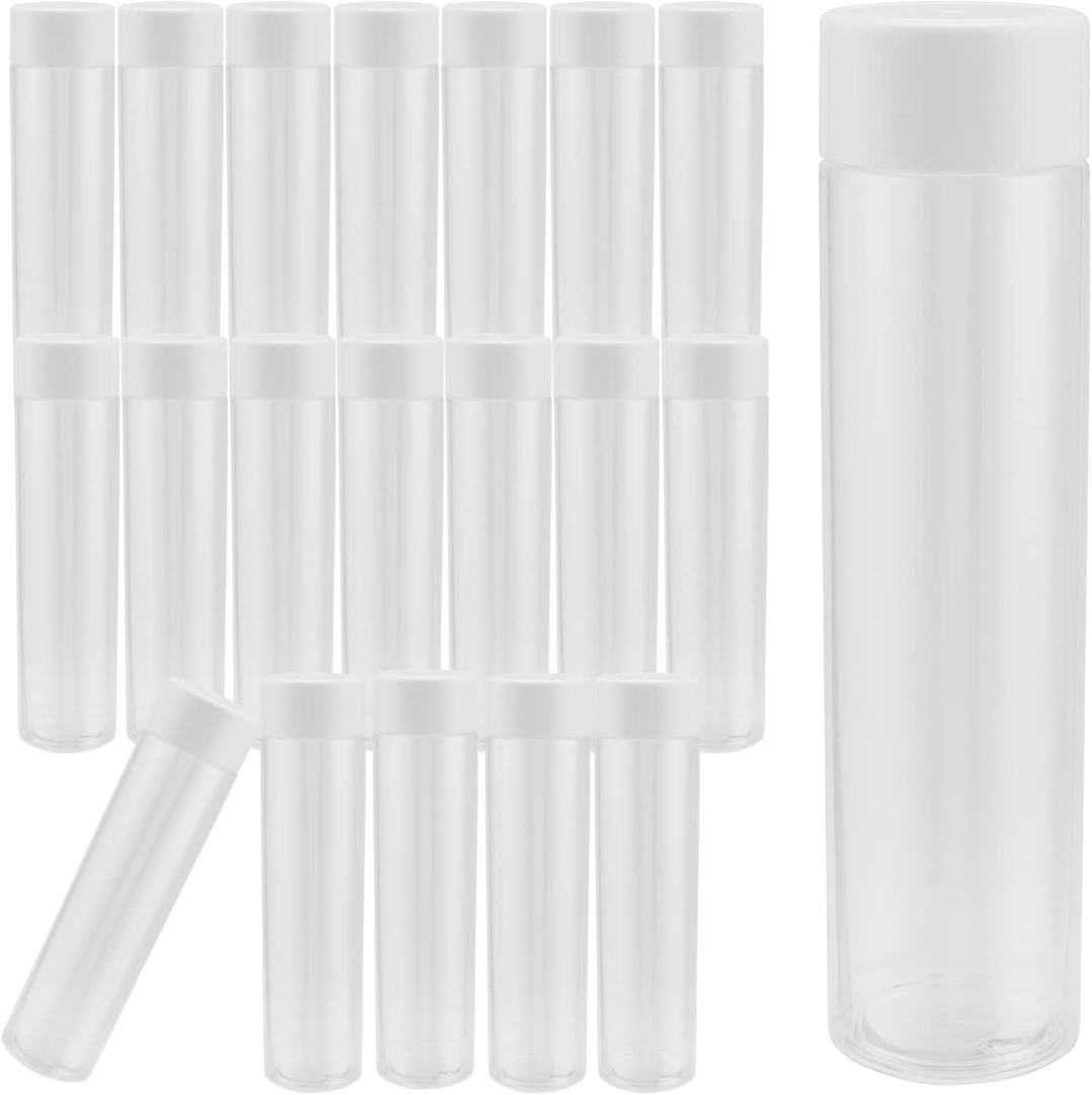 PINGEUI 20 Pack 12 OZ (350 ml) Clear PET Plastic Juice Bottles with White Lids, Reusable Drink Bottles for Storing Smoothie, Juice