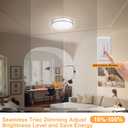 14 inch LED Flush Mount Ceiling Light Fixture, 3000K/4000K/5000K Adjustable Ceiling Lights, Dimmable Lighting for Bathroom Hallway Kitchen Stairwell, Brushed Nickel, ETL Listed