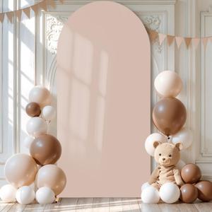 Royal Nude Chiara Arch - 6.6FT Spandex Fitted Wedding Arch Stand Covers Round Top Stretchy Backdrop for Birthday Party Ceremony Banquet Decoration (6.6 FT)