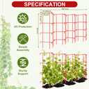 Blulu Sturdy Expandable Tall Pea Trellis Panel Folding Garden Trellis for Climbing Plants 9' x 39" H Multi Use Heavy Duty Outdoor Garden Peas Tomato Cucumber Steel Plant Support Red W/ 8" Grids