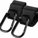 Boat Rail Bag Hook Adjustable Safety Straps with Convenient Quick Release Buckle,Boat Stainless Steel Carabiner Hooks Clip for Stroller Hook,Hanging Purse, Shower Favors,Grocery Bags,Snacks etc (2PCS) (Black)
