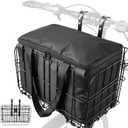 Zacro Bike Basket Front/Rear, Folding Bicycle Basket with Removable Liner Bag, Large Quick Release Design Metal Ebike Basket for Adult Women/Men Carrying Dogs, Pets, Fruit & Grocery
