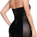DITSONEO Womens Lingerie Fishnet Dress Mesh Chemise Babydoll Sexy See Through Nightwear Sleepwear for Women (Black)