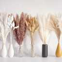 130 PCS Dried Pampas Grass Bouquet, Boho Table Decor, Bunny Tails Dried Flowers, Brown Pampas, Fluffy Pompas, White Pampas Grass for Weddings, Home Decor, Rustic Parties, and Baby Shower Decorations