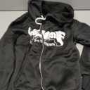 GORGLITTER Women's Y2k Zip Up Hoodie Y2k Anime Letter Graphic Long Sleeve Streetwear Hooded Sweatshirt, Small