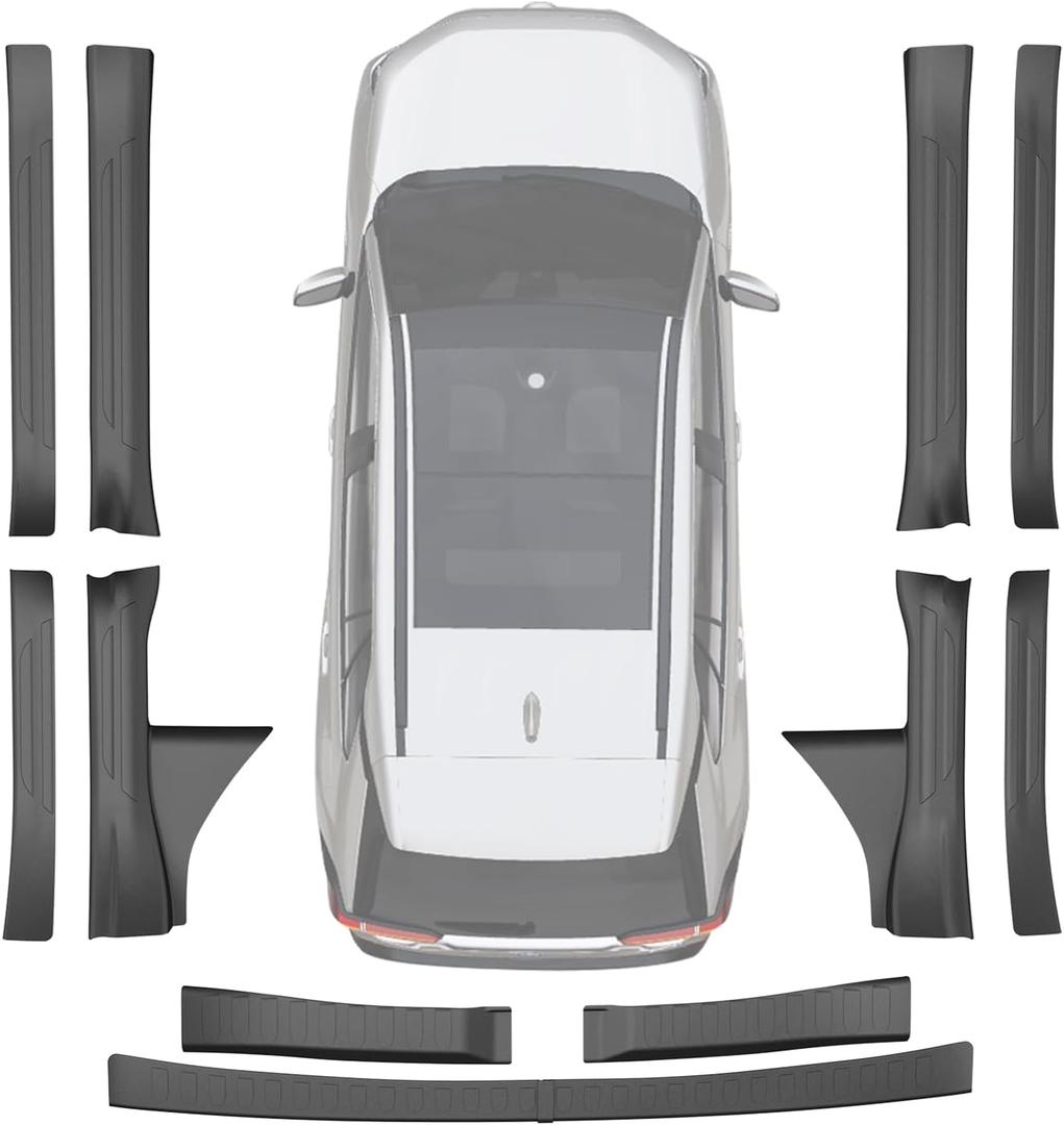 AOMSAZTO Rear Bumper Protector Compatible with Toyota RAV4 2019-2025: ABS Trunk Sill Cover Protector Replacement for Toyota RAV4 Accessories, Black (8PCS Door Sill +2PCS Trunk Sill)