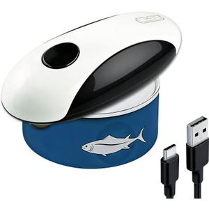 Rechargeable Electric Can Opener, One-Touch, Smooth Edge, USB-C Fast Charge, for Seniors, White
